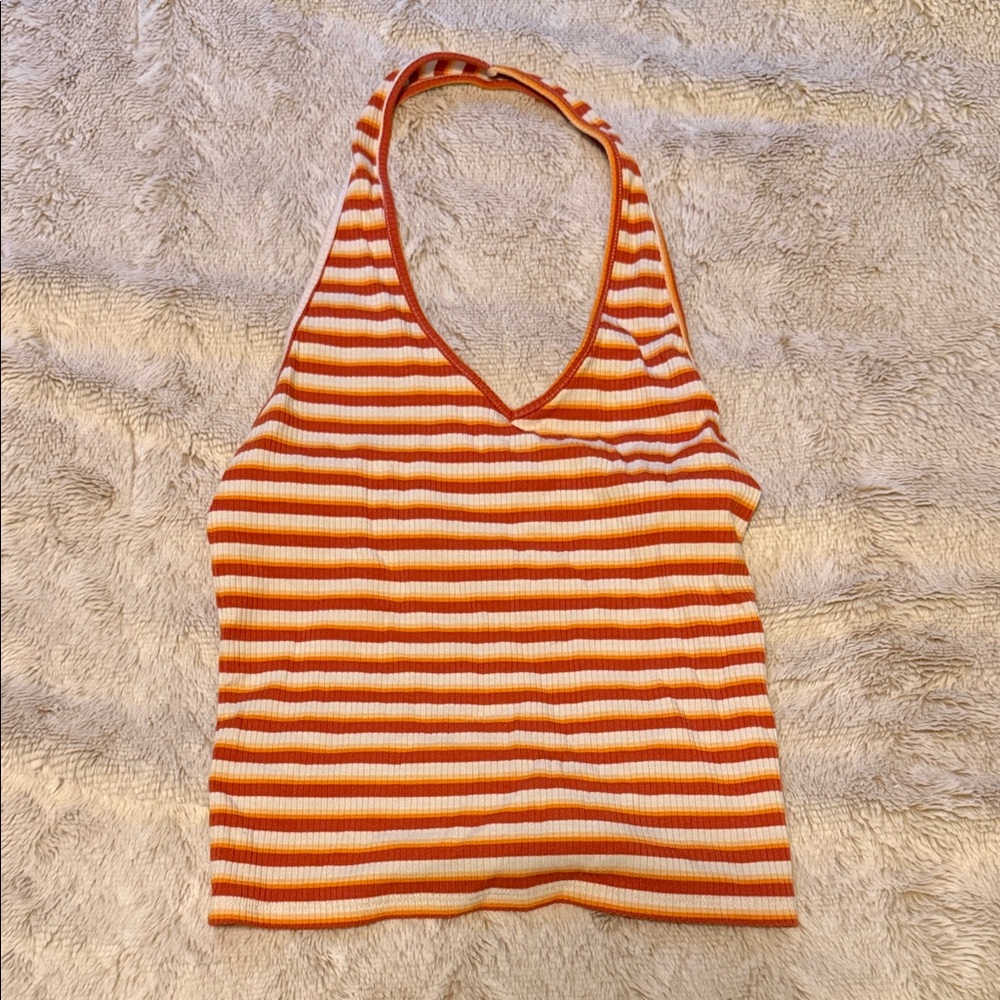 American Eagle Outfitters Orange and White Striped Camisole